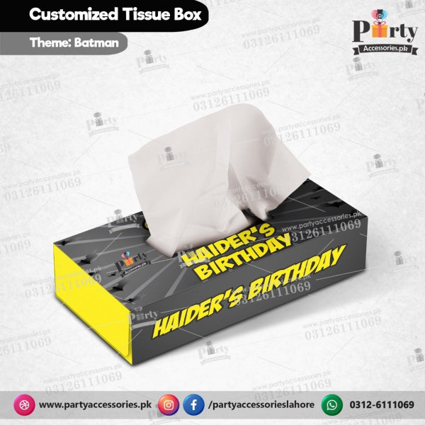 Batman theme Customized Tissue Box for birthday table Decor