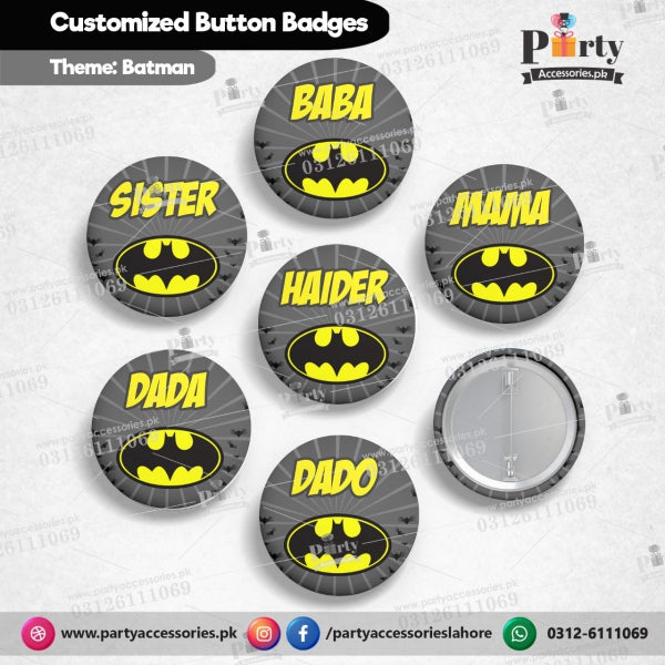 Batman theme Customized button badges for birthday parties