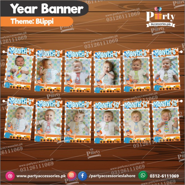 Blippi theme Customized Month wise year Picture banner for wall decoration ideas