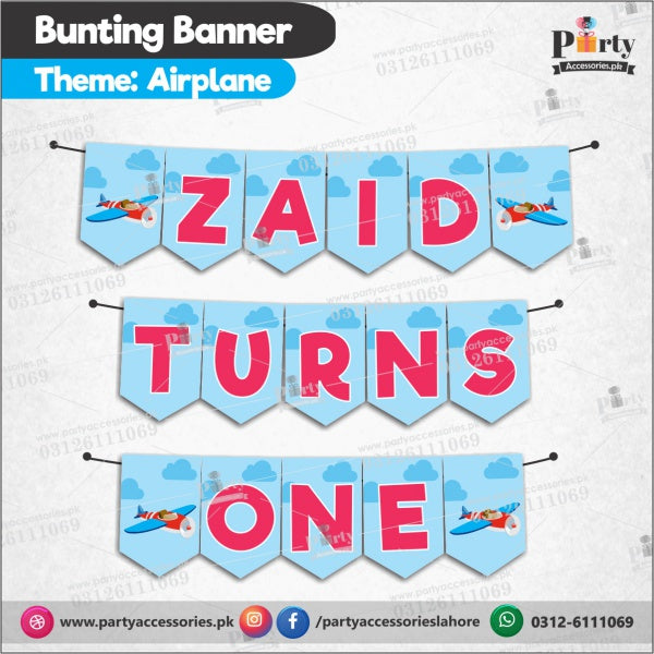 Customized Air Plane theme Birthday Bunting Banner for Birthday