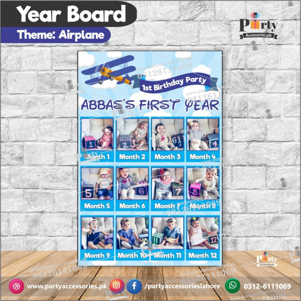 Customized Month wise year Picture board in Air Plane theme (year board)