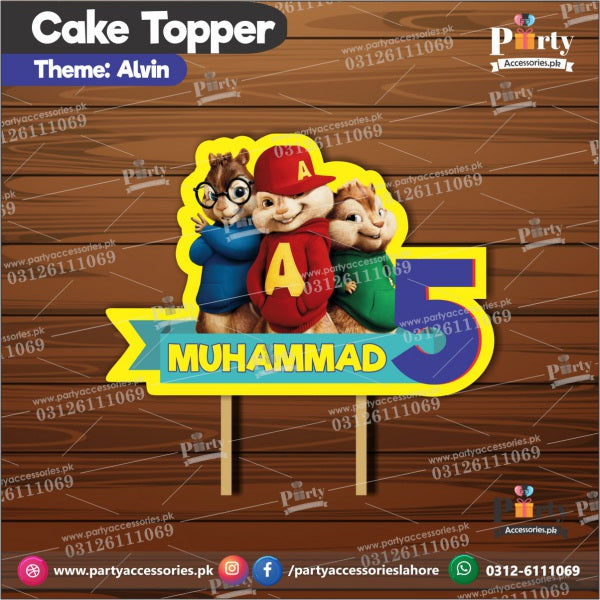 Customized card cake topper for birthday in Alvin and the Chipmunks theme