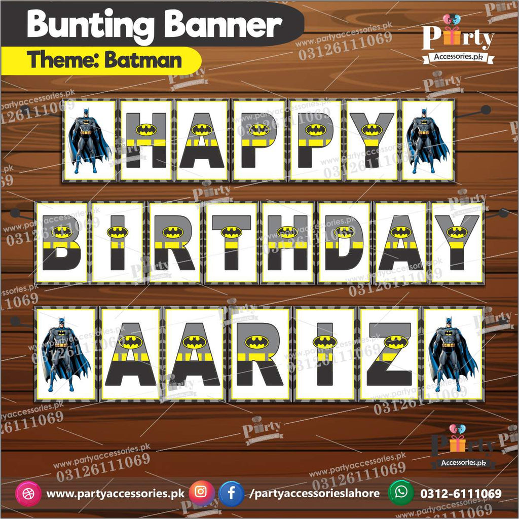 Batman theme Customized Name Birthday Bunting Banner for Wall Decoration