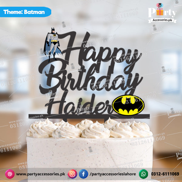 Batman theme Customized wooden cake topper for birthday parties
