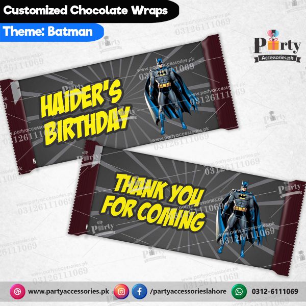 Batman theme Customized chocolate wraps for birthday party decoration