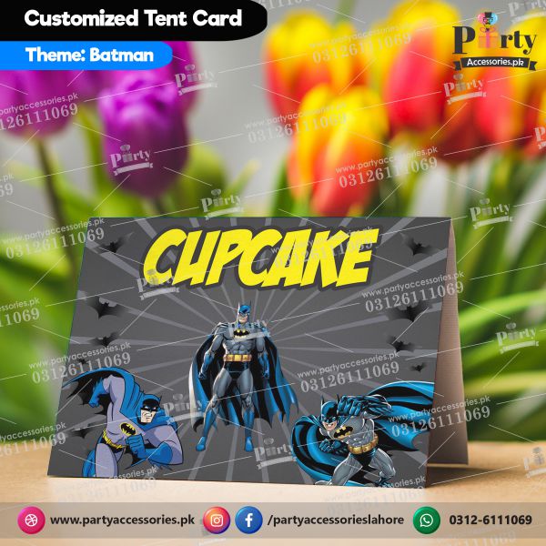Batman theme birthday Table Tent cards