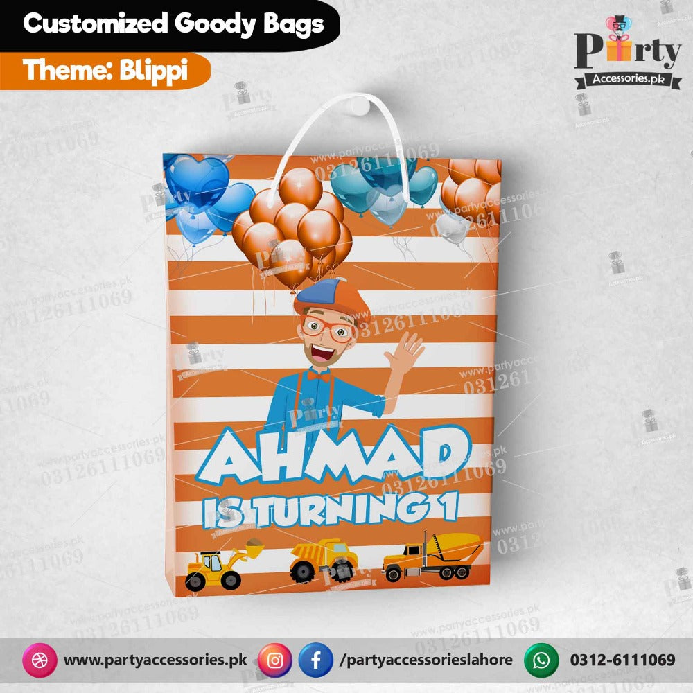 Blippi theme Goody Bags / favor bags table decoration ideas