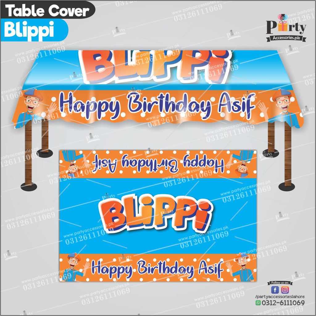 Blippi Theme Customized Birthday table top sheet cover table decoration ideas