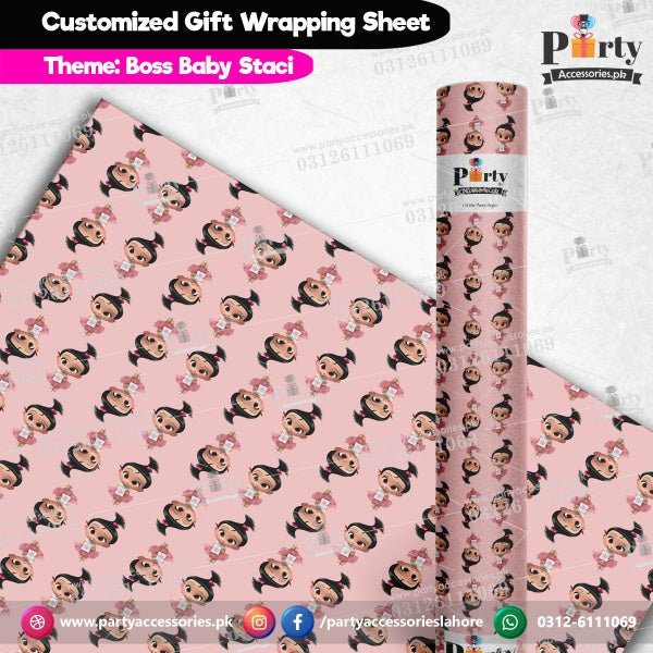 Boss baby Stacy theme Gift wrapping sheets for birthday party Gift packing