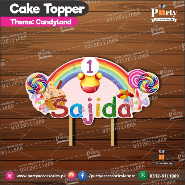 Candy land birthday theme card cake topper customized