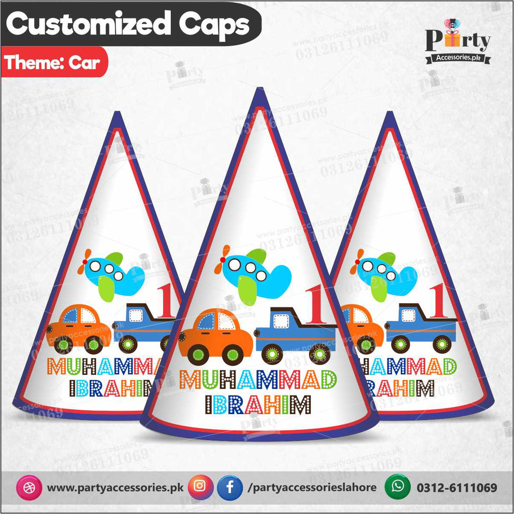 Customized caps in Cars theme birthday party