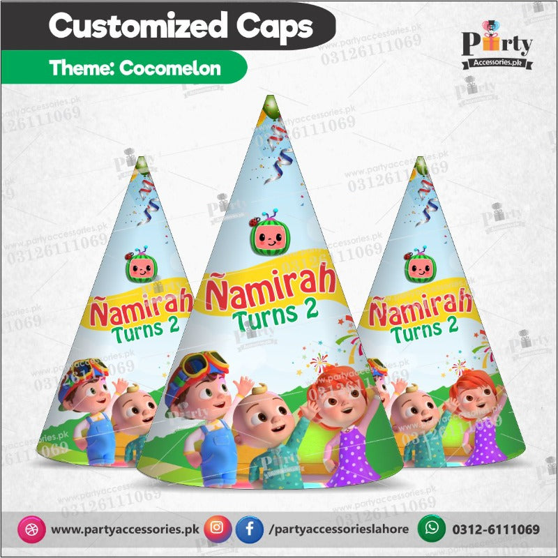 Cocomelon Theme Cone Caps Custom Birthday Party Hats