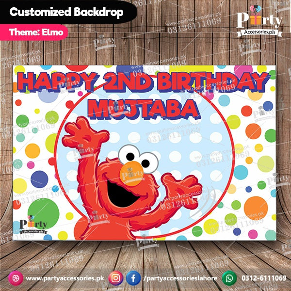 Customized elmo Theme Birthday Party Backdrop