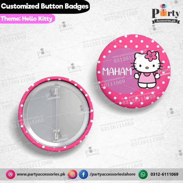 Hello Kitty theme customized button badge for birthday party celebration