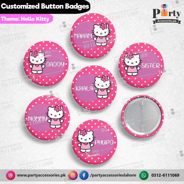 Hello Kitty theme Customized button badges for birthday party decoration