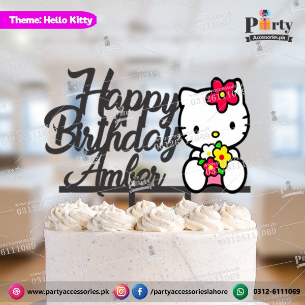 Hello Kitty theme Customized wooden cake topper