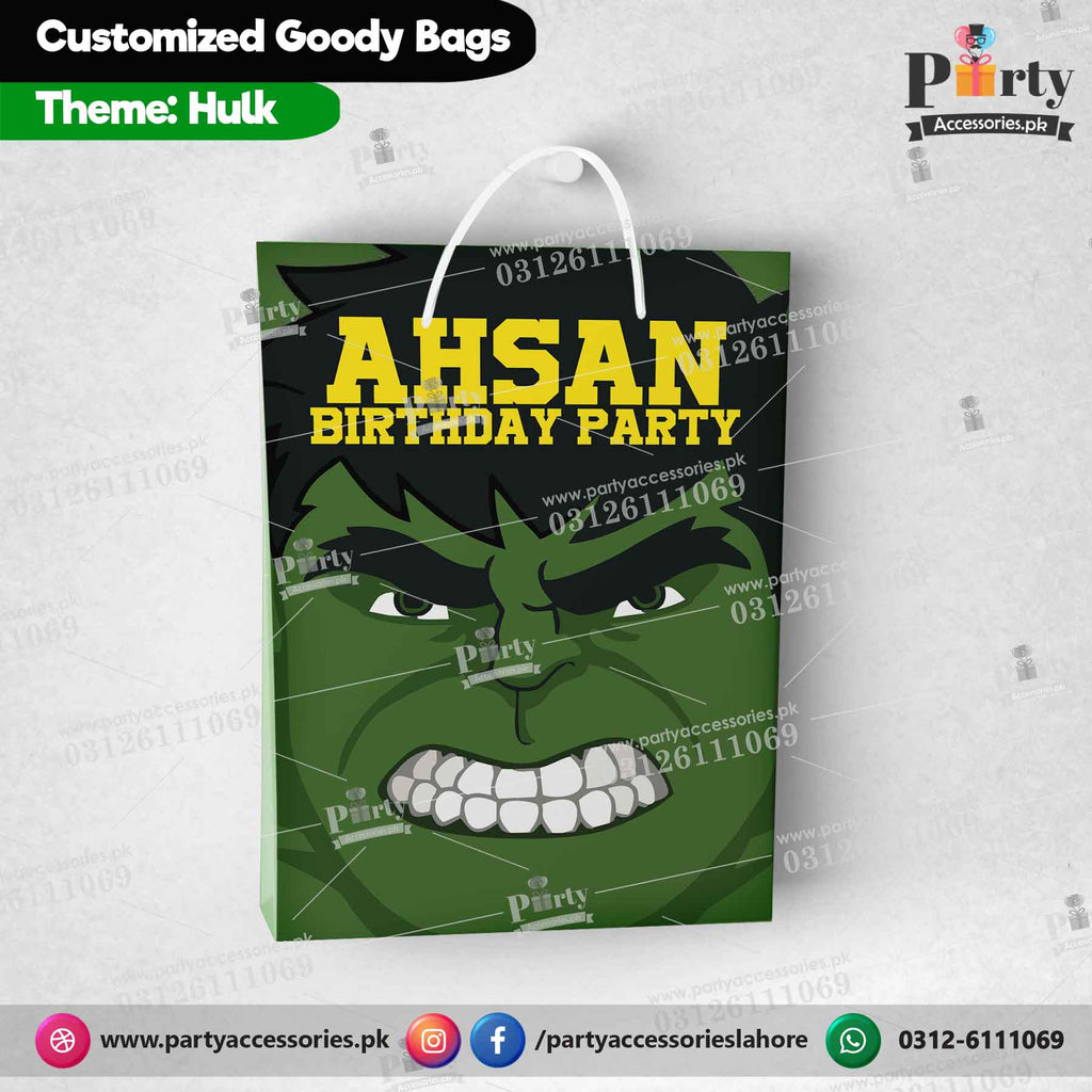 Hulk theme Customized Goody Bags / favor bags