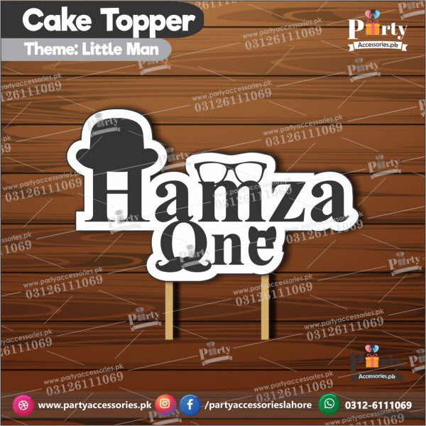Little Man birthday theme cake topper customized