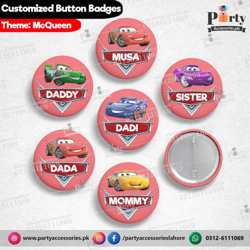 Mcqueen theme Customized button badges