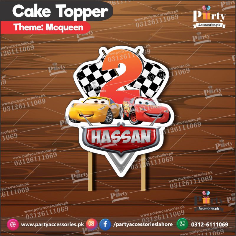 McQueen theme customized card cake topper for birthday party card decoration