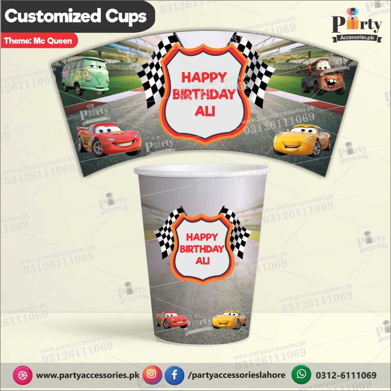 McQueen theme Customized disposable CUPS for  party Decoration