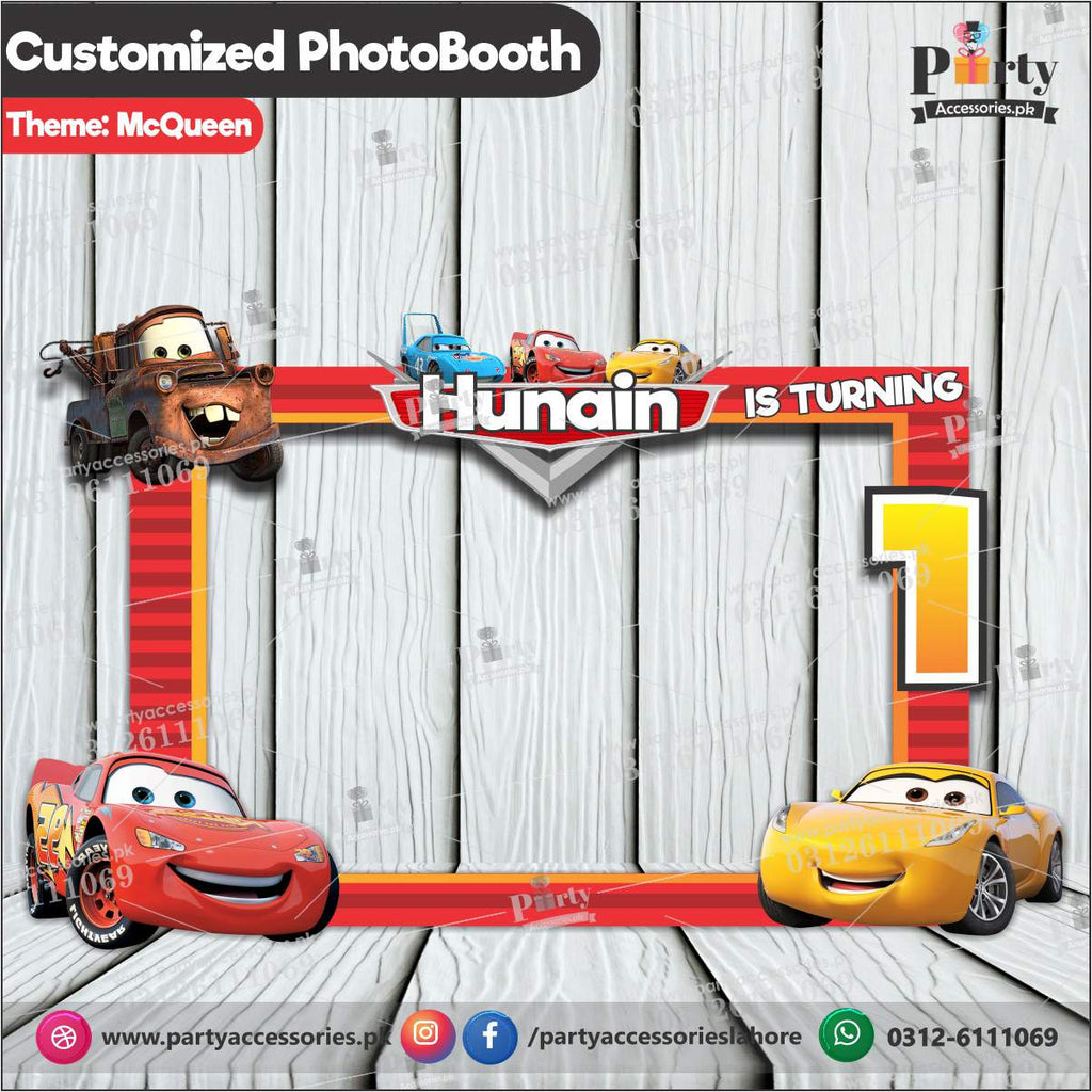 Mcqueen theme Customized Photo Booth / selfie frame for party celebration