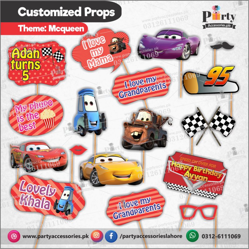 McQueen theme Customized props set for birthday party celebration