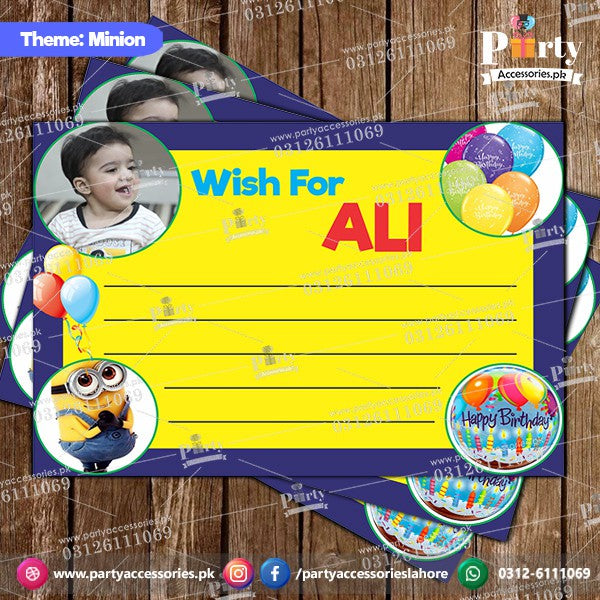 Minions theme Customized wish cards for birthday celebration