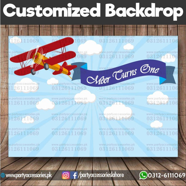 Customized Air Plane Theme Birthday Party Backdrop