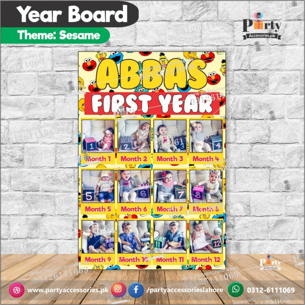 Customized Month wise year Picture board in Sesame Street theme (year board)