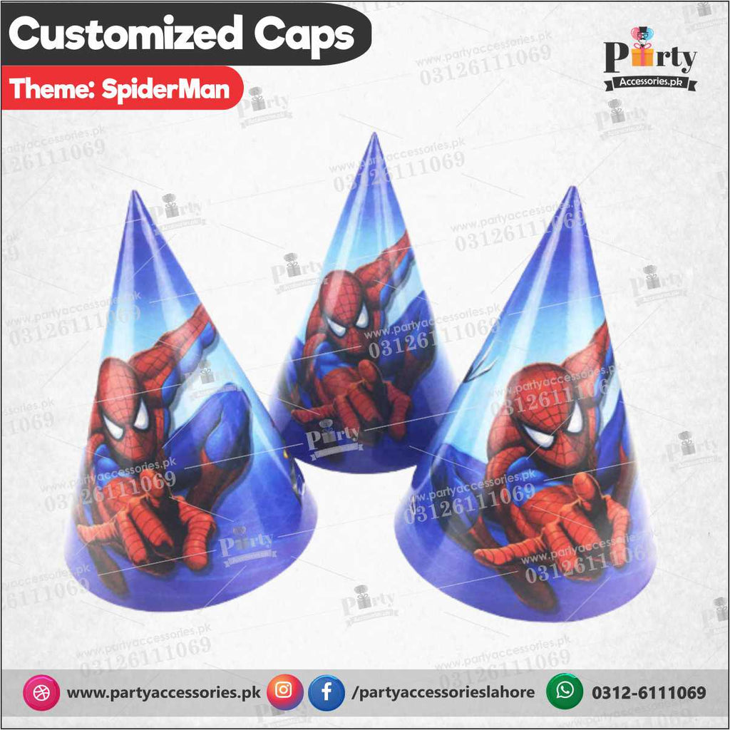 Spider-Man theme Customized cone shapes caps for birthday party celebration
