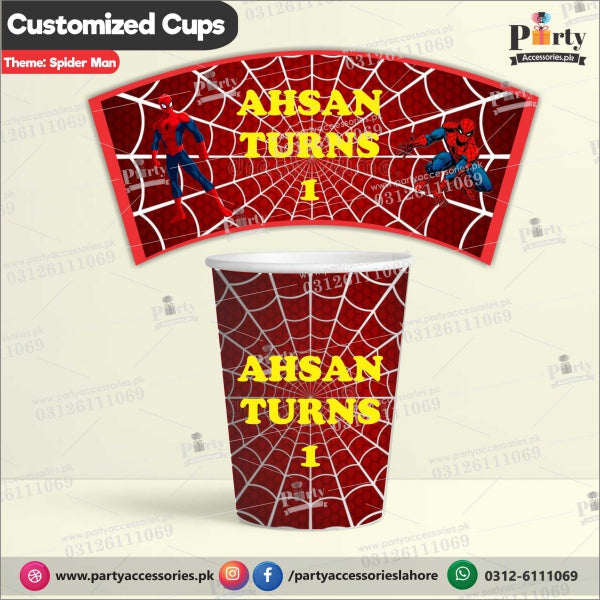 Spider Man Theme Customized disposable CUPS for birthday party decoration