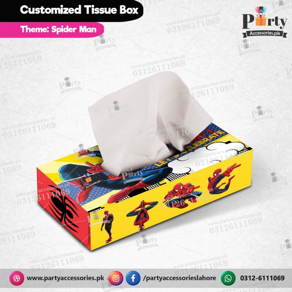 Spider-Man theme Customized Tissue Box for birthday table Decor