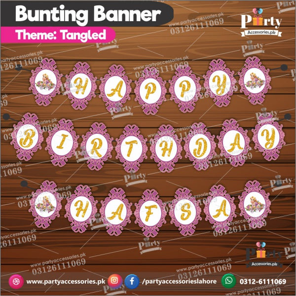Tangled Rapunzel theme Customized Birthday Bunting Banner Cut outs