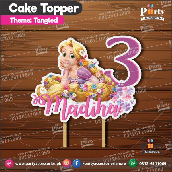 Tangled Rapunzel theme birthday theme Customized card cake topper