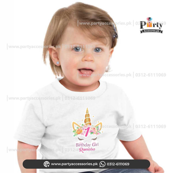 Unicorn theme customized T-shirt for birthday boy or girl