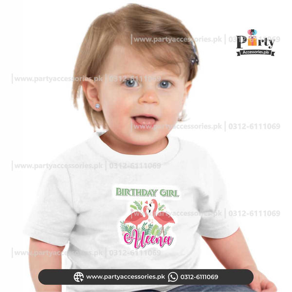 Flamingo theme customized T-shirt for birthday boy or girl