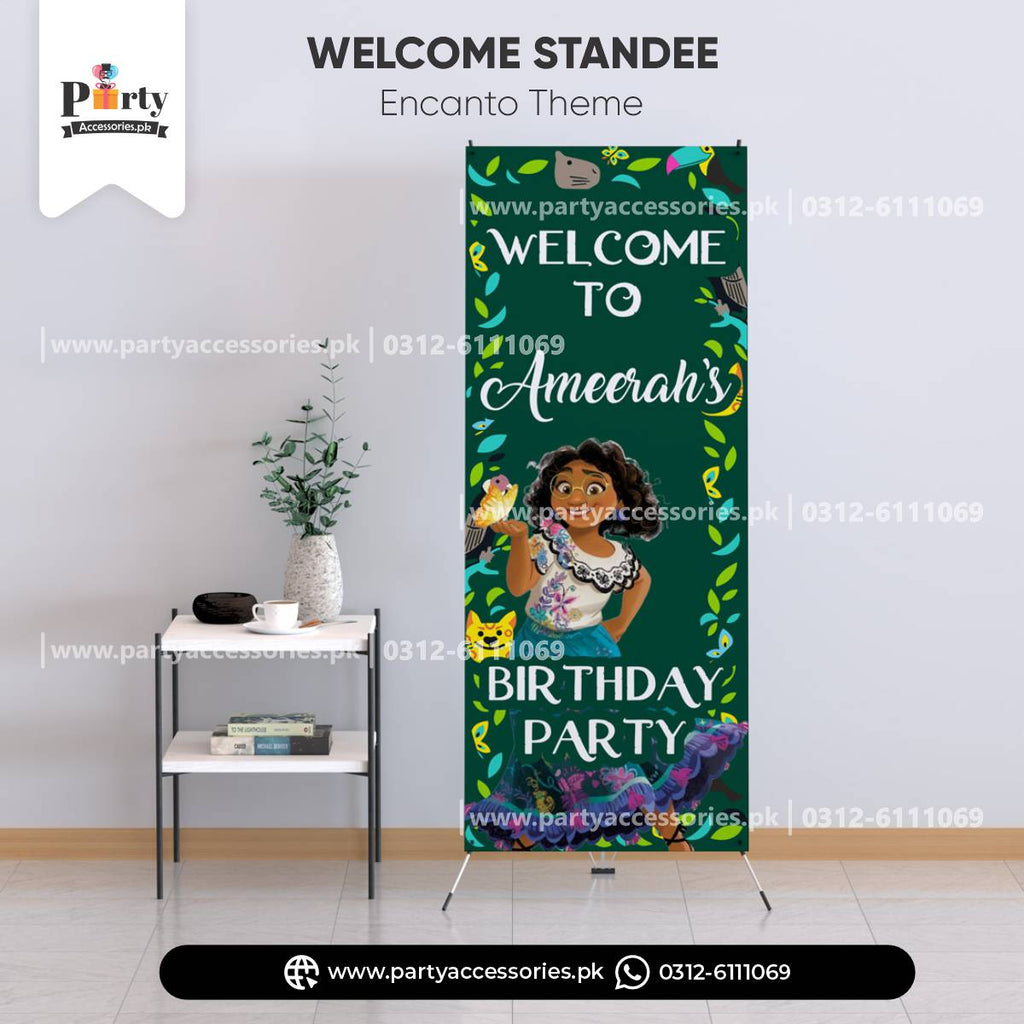customized green theme encanto birthday welcome standee for party entrance decor