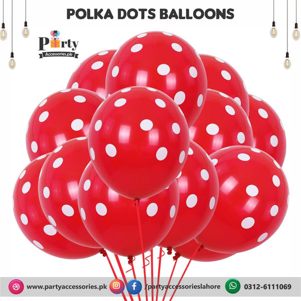 red polka dot balloons in mcqueen theme 