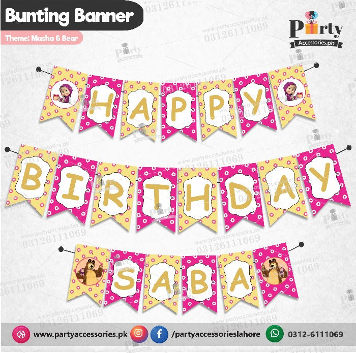 MASHA AND THE BEAR THEME CUSTOMIZED BUNTING BANNER for birthday party  decorations 