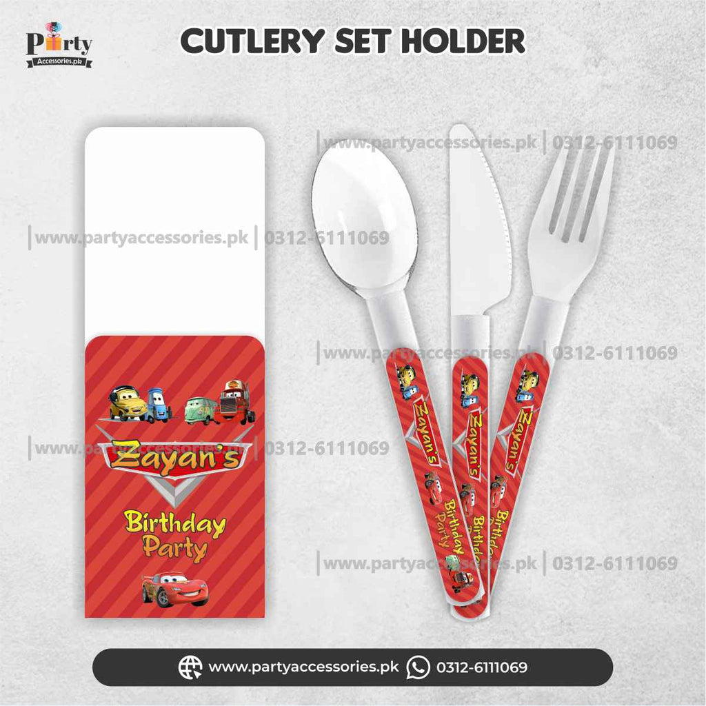 McQueen theme table decoration | Customized Cutlery set with holder