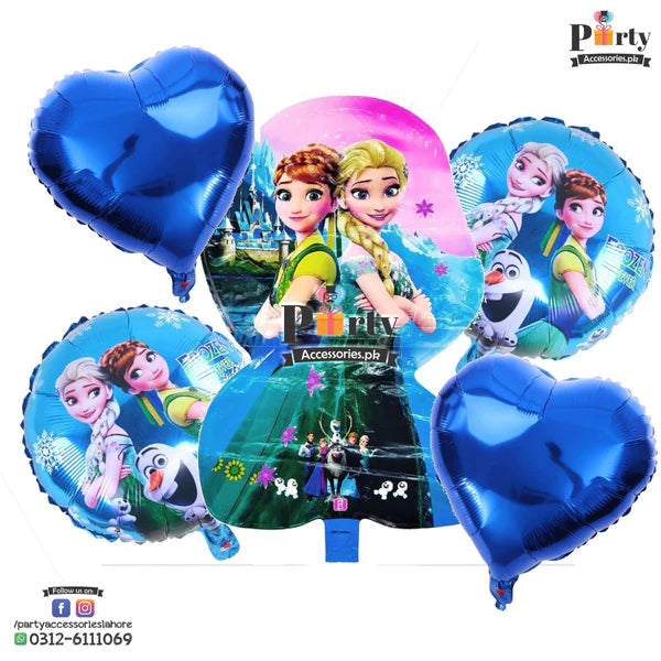 Frozen Elsa theme birthday foil balloons set of 5 pcs 