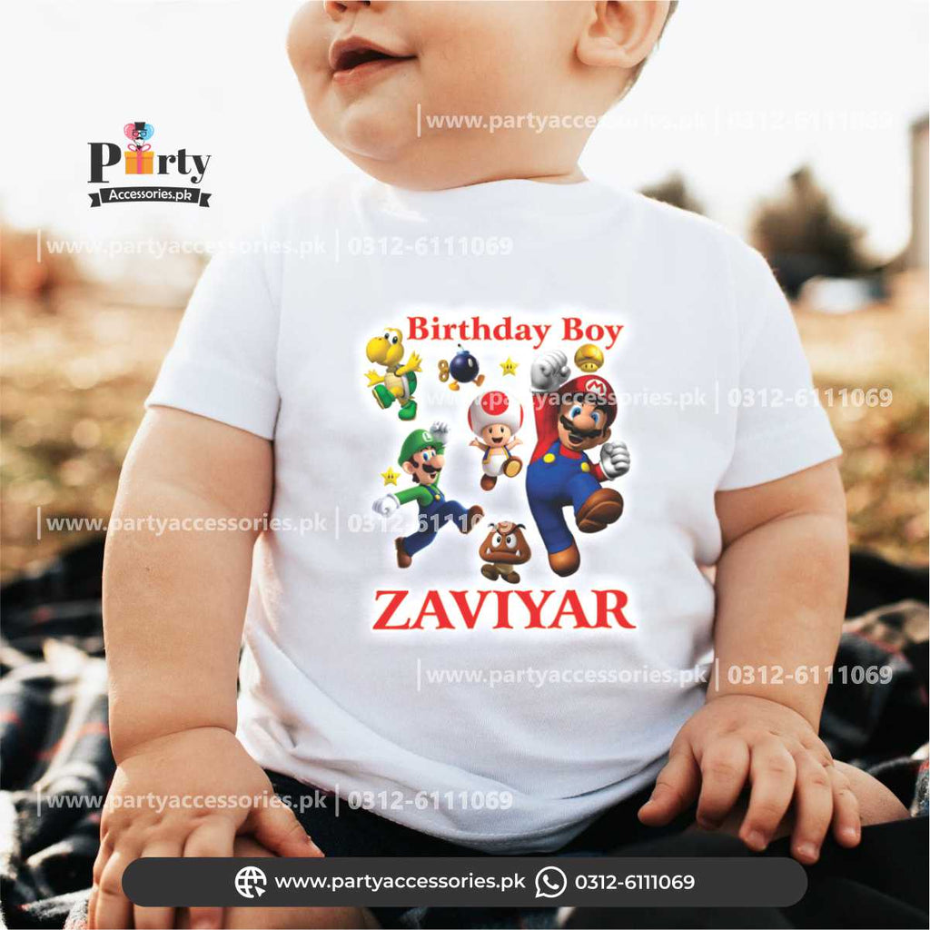 Super Mario theme customized T-shirt for birthday boy or girl