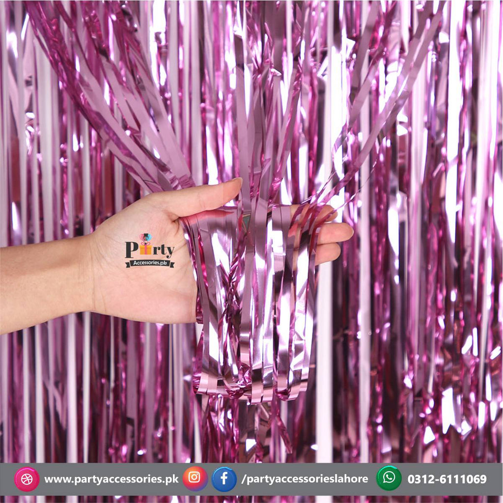 light pink foil curtain fringes 