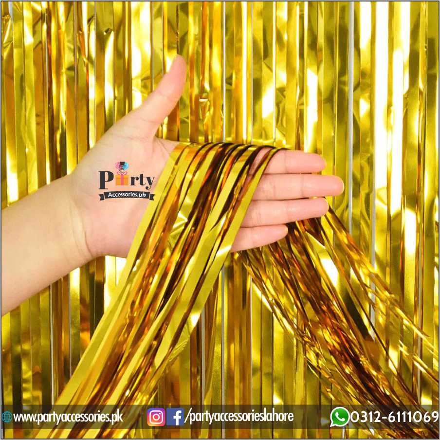golden foil curtain for back wall decorations 