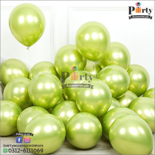 LIGHT GREEN CHROME BALLOONS IN SUPER HEROES THEME