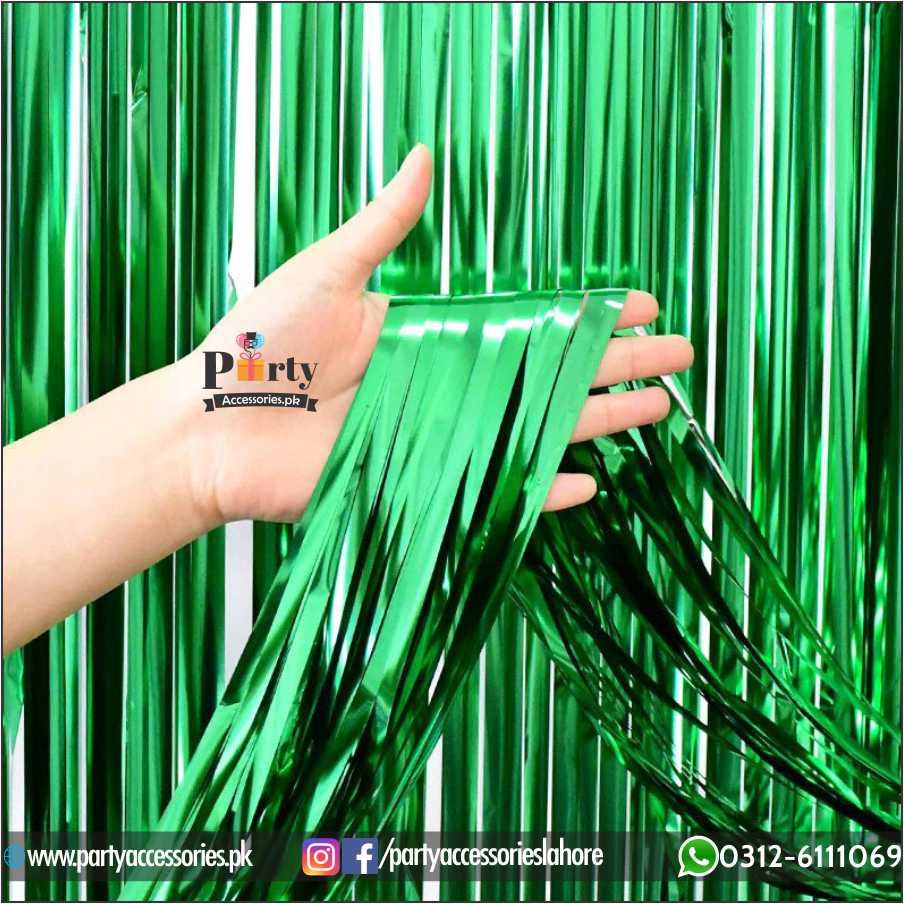 green foil curtain 