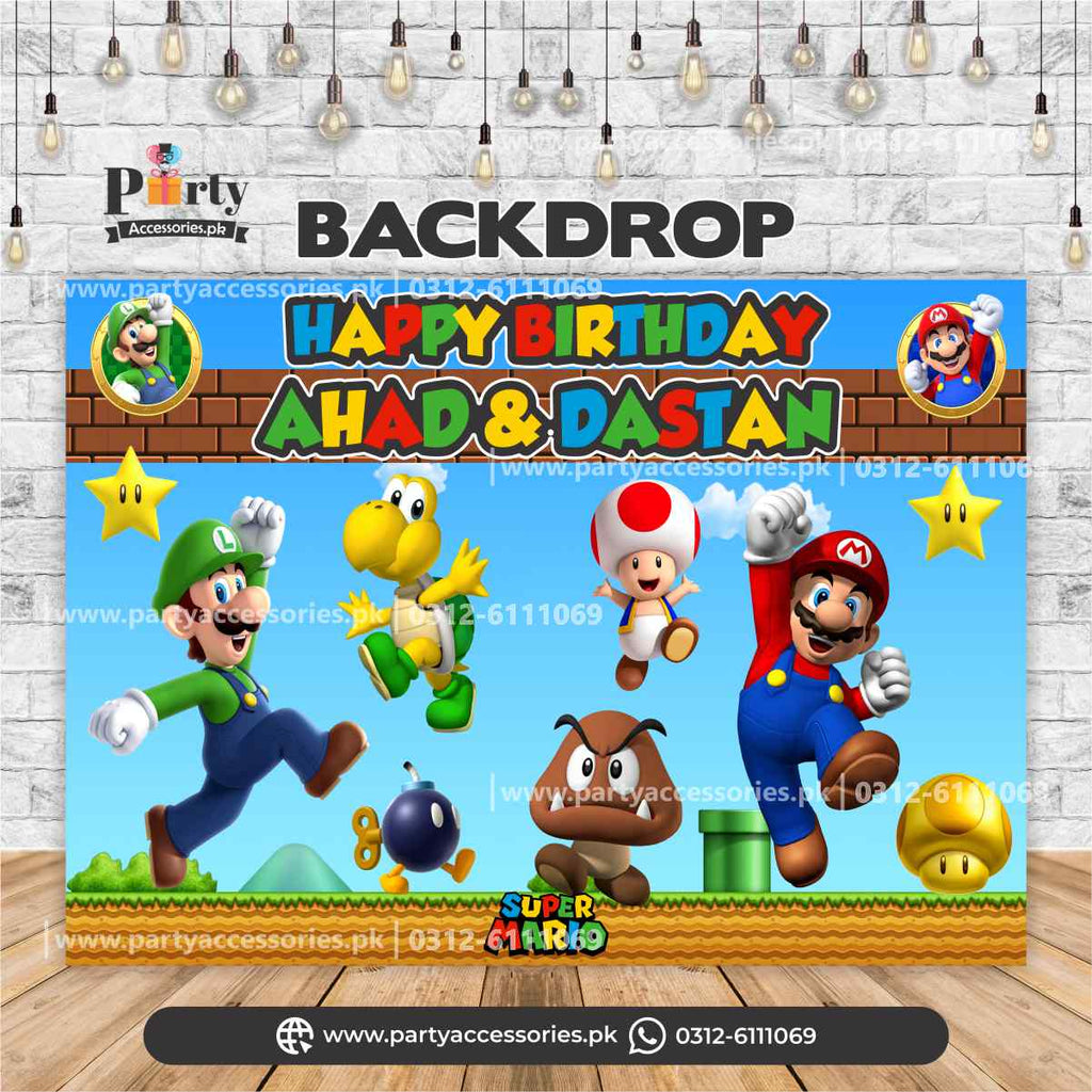 Mario Moving Backdrop Super Mario Birthday Backdrop: 100% Customizable Party Decor ...