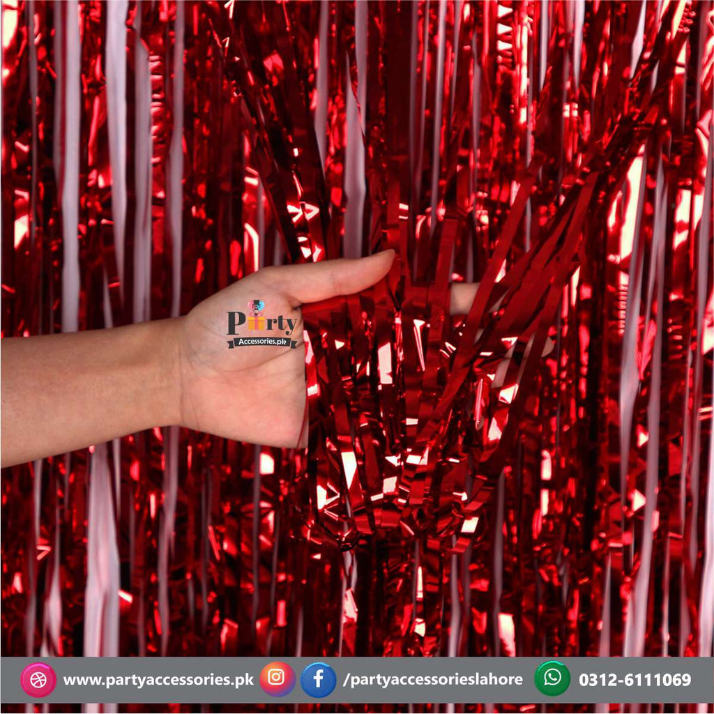 maroon foil curtain for wall decorations 