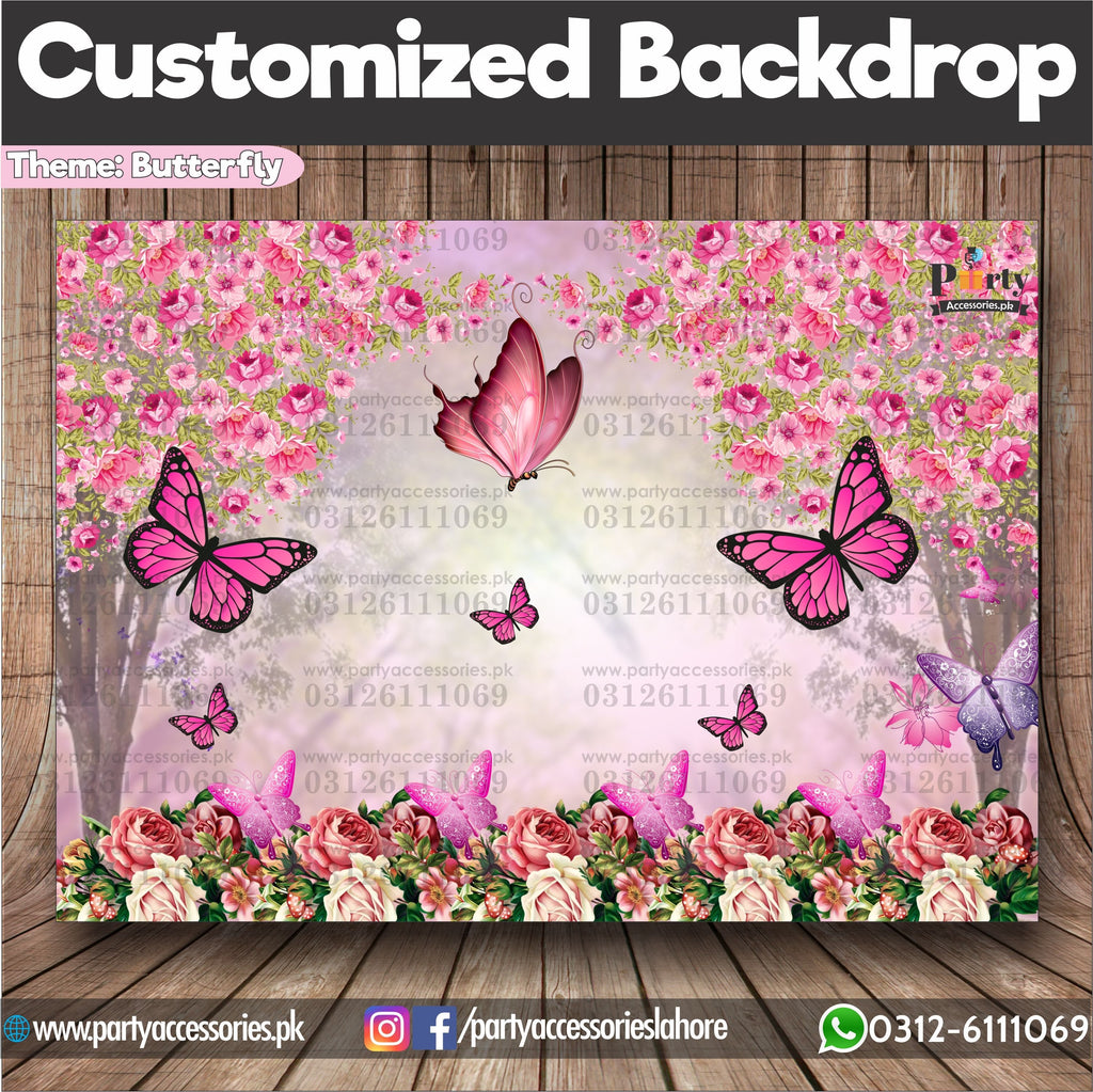 Customized butterfly Theme Birthday Backdrop